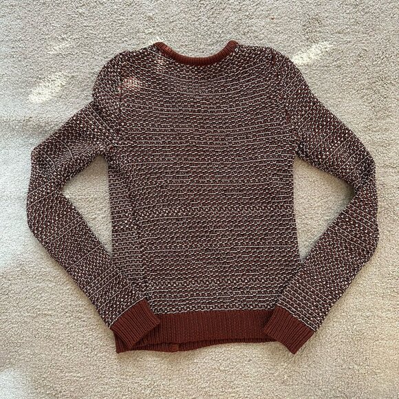 Theory Sweater Women’s XS Brown & White Knit Button Up Cardigan No Size Tag - Picture 4 of 9